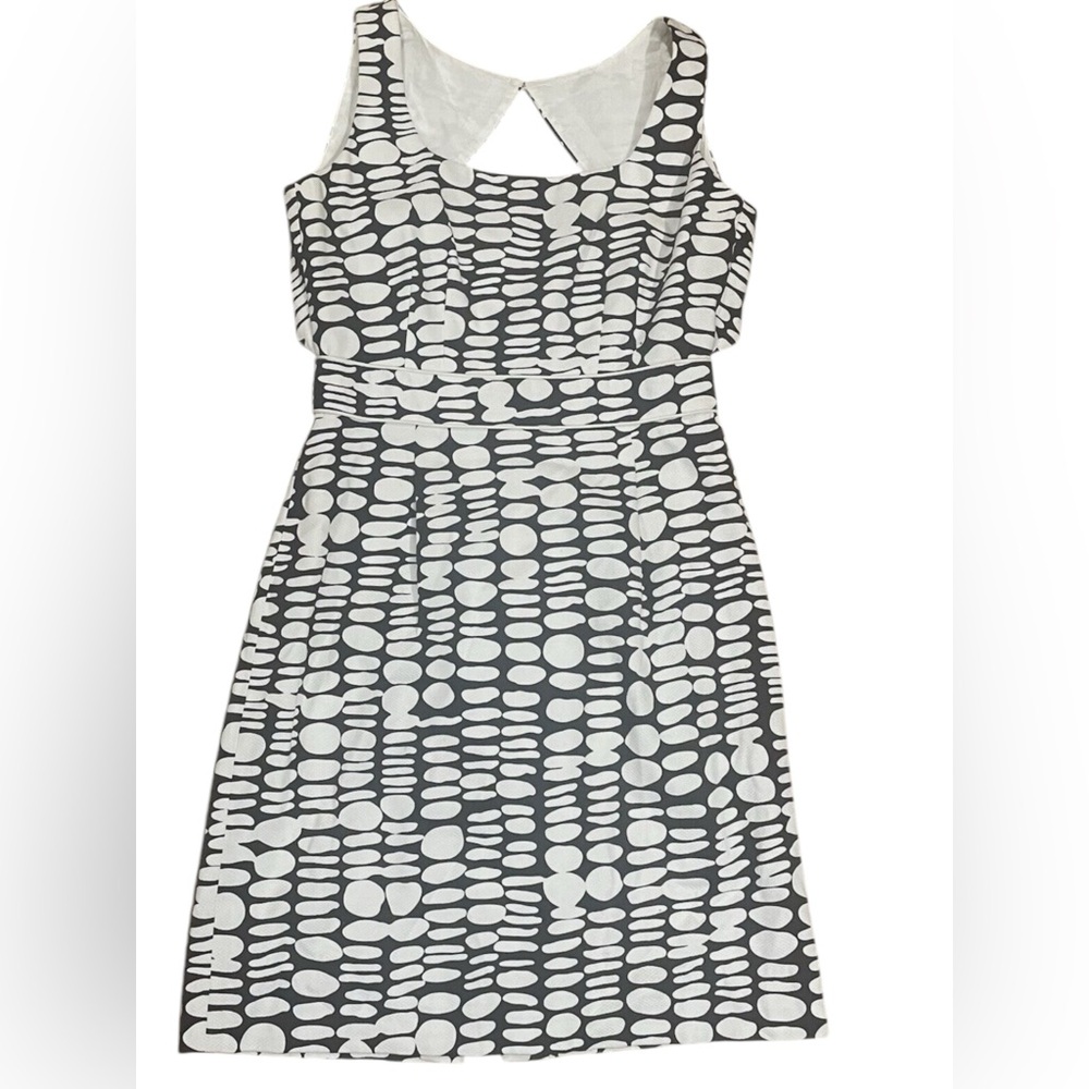 Antonio Melani Navy and White Sleeveless Polka Dot Sheath Lined Dress Size 6 - Picture 11 of 16